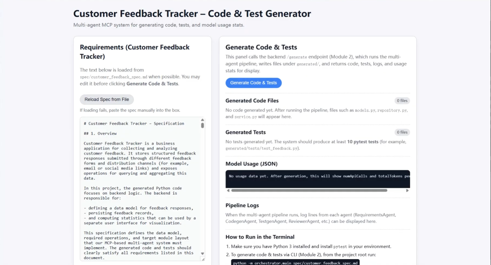 Customer Feedback Tracker - AI Code Generator